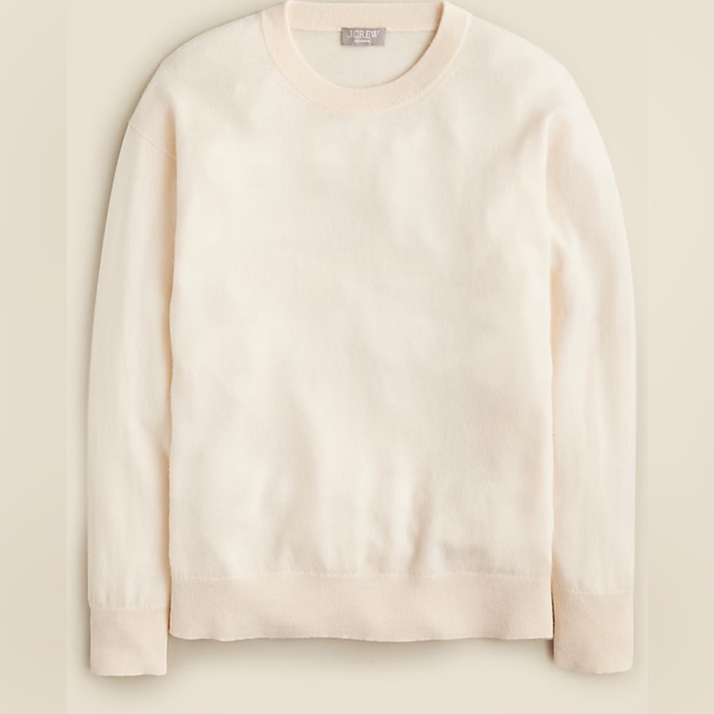 J.Crew Cashmere Relaxed Crewneck Sweater in Heather Muslin size XS